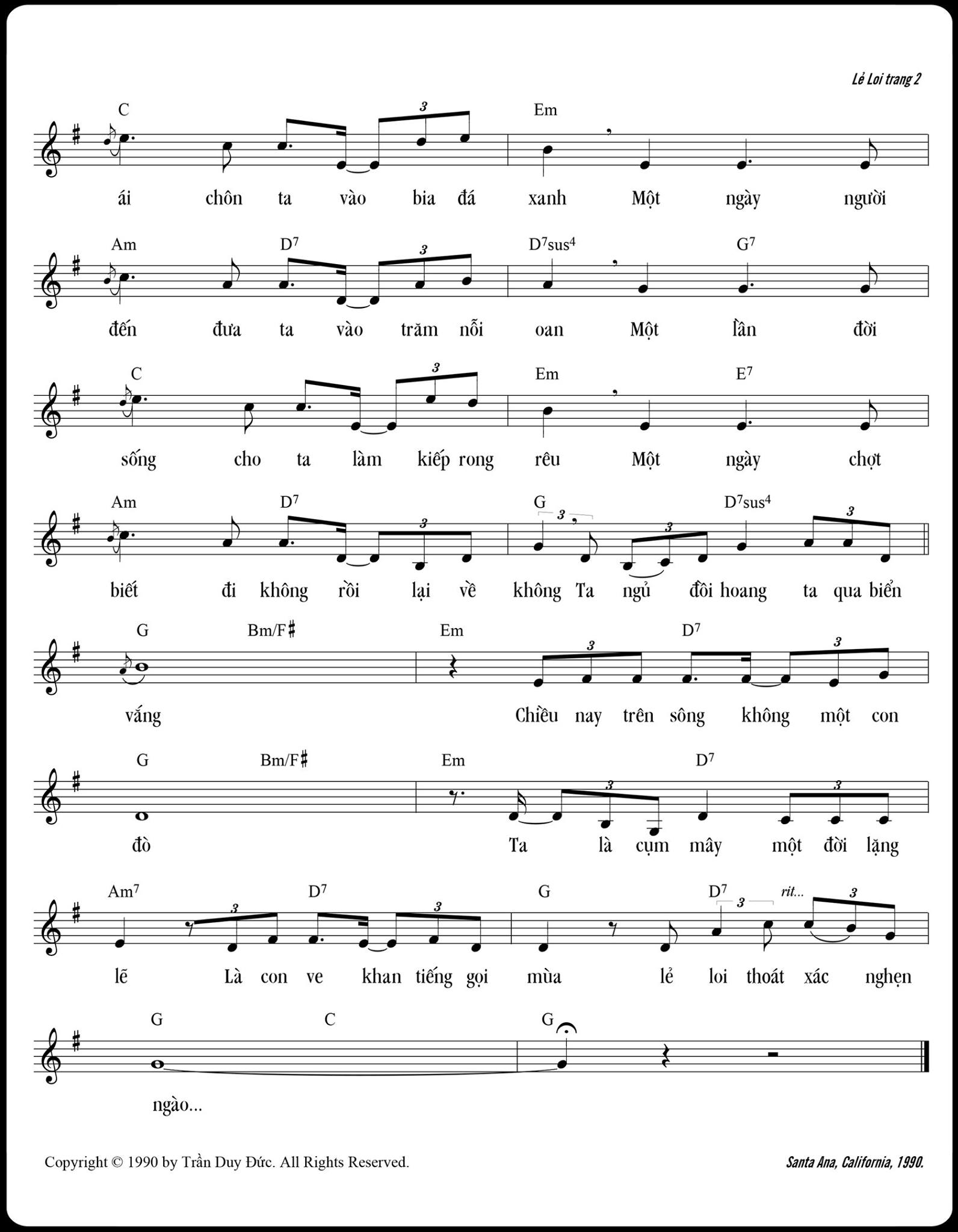 Sheet nhạc Lẻ loi - Trang 2