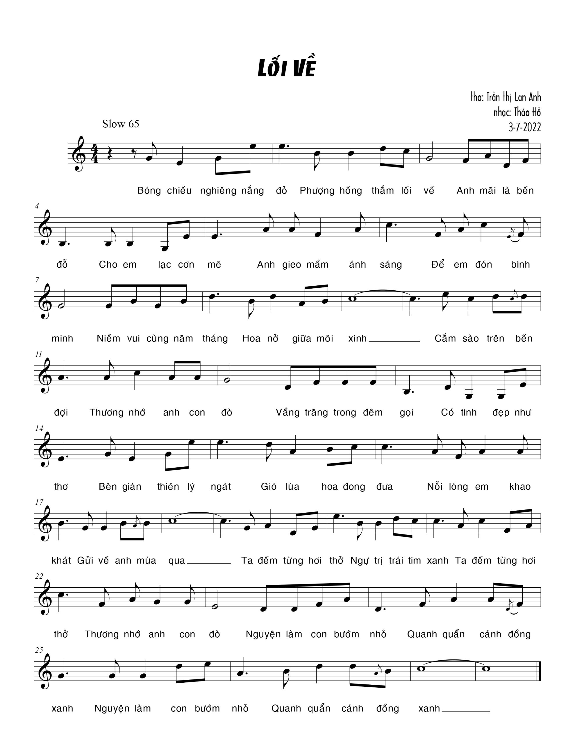 Sheet nhạc Lối về - Trang 1