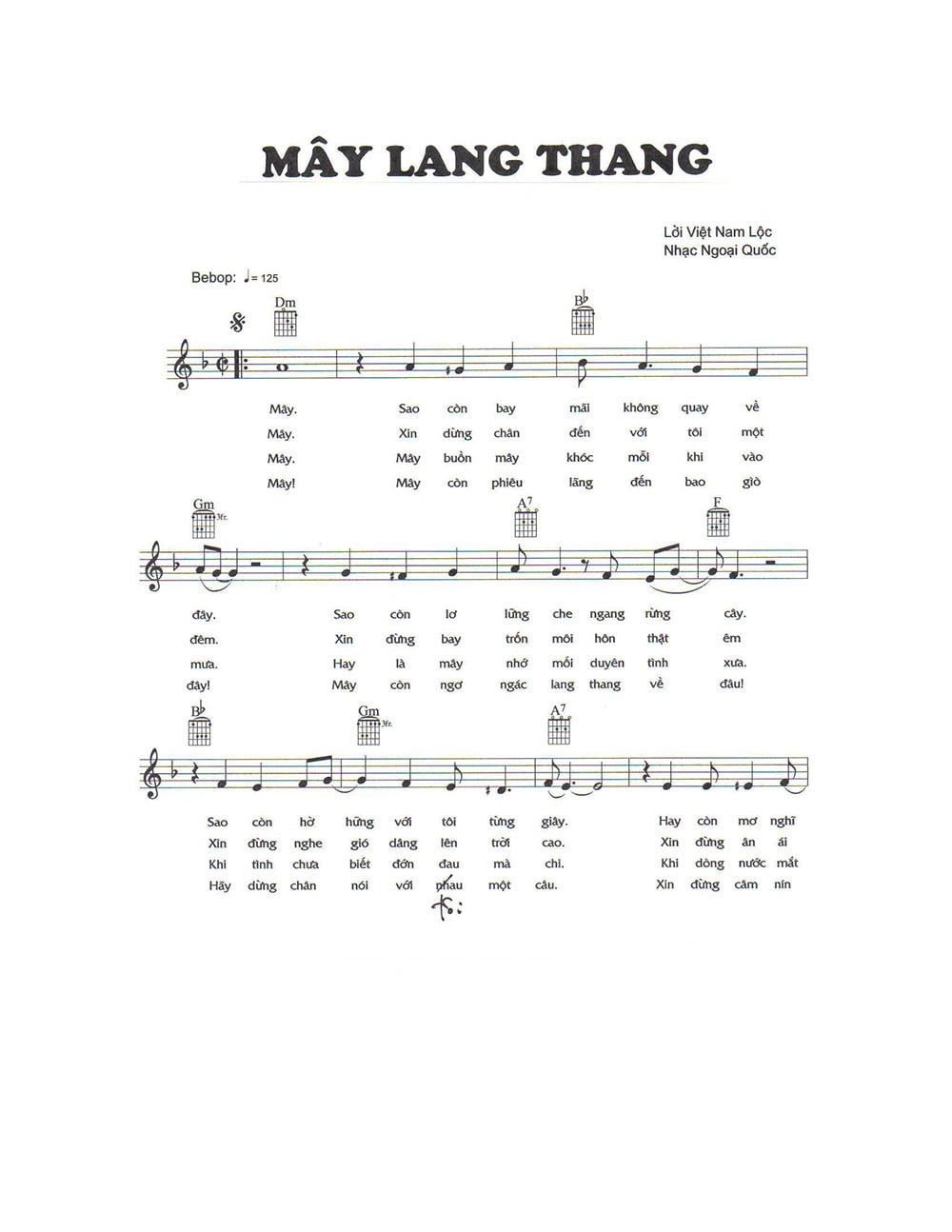 Sheet nhạc Mây lang thang (A cowboy's work will never done) - Trang 1
