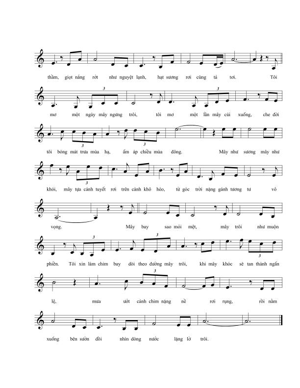 Sheet nhạc Mây xa - Trang 2