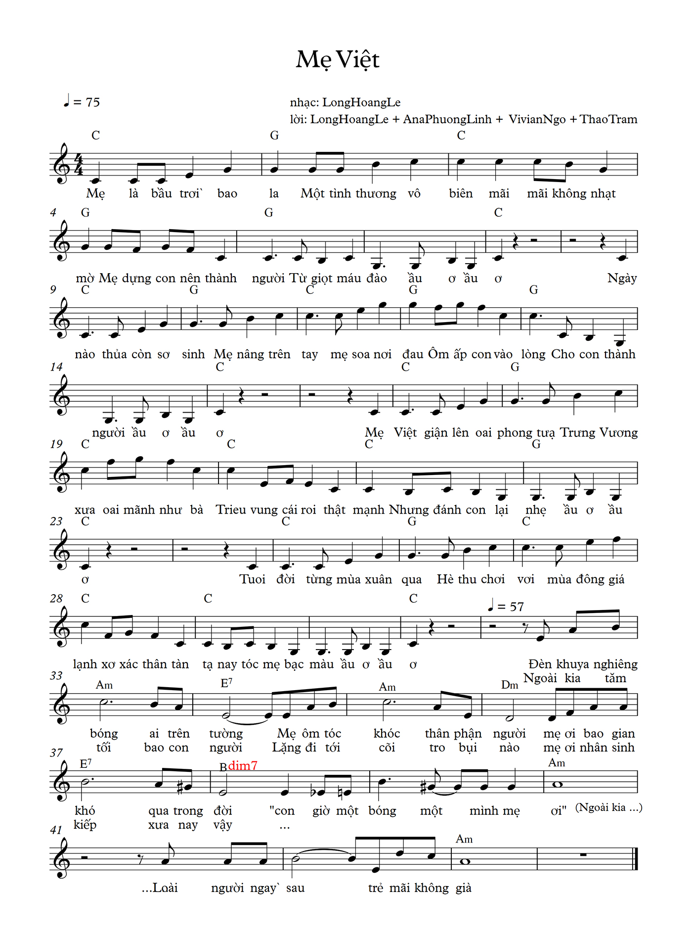 Sheet nhạc Mẹ Việt - Trang 1