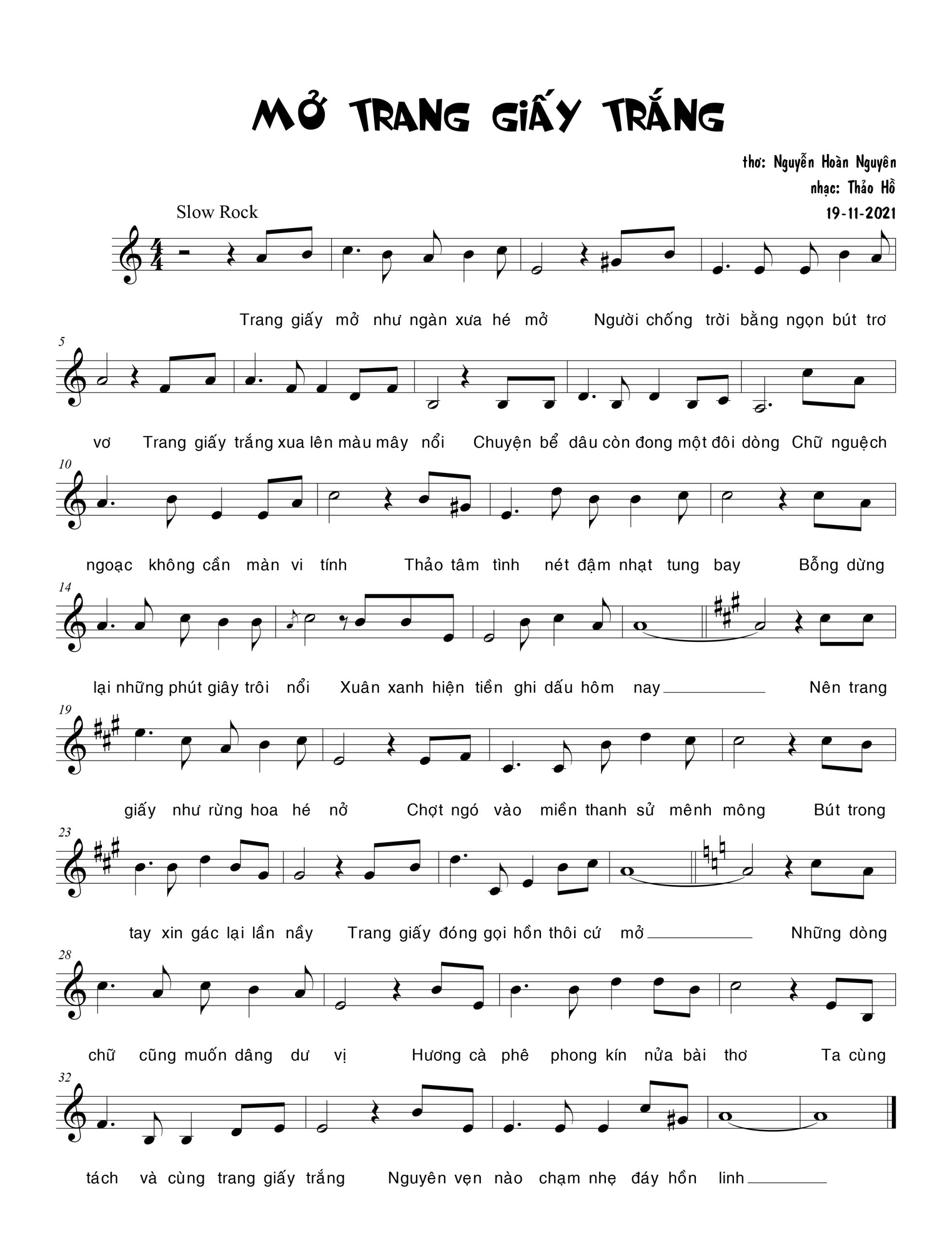 Sheet nhạc Mở trang giấy trắng - Trang 1
