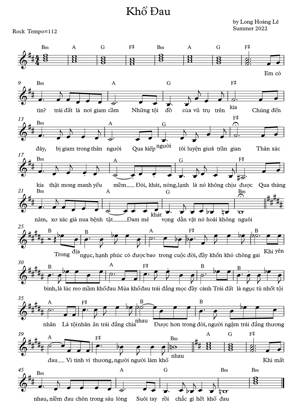 Sheet nhạc Mùa khổ đau - Trang 1