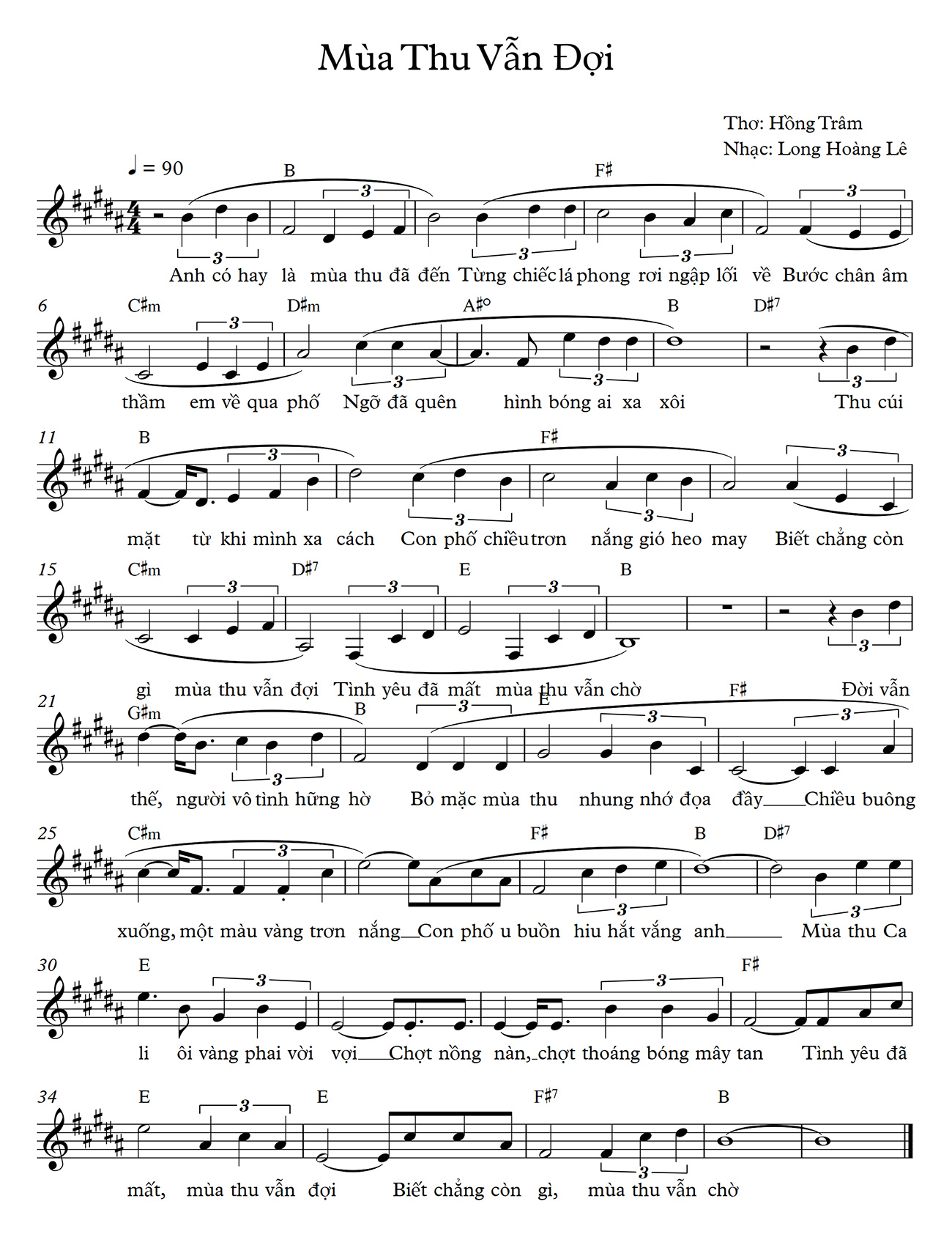 Sheet nhạc Mùa thu vẫn đợi - Trang 1