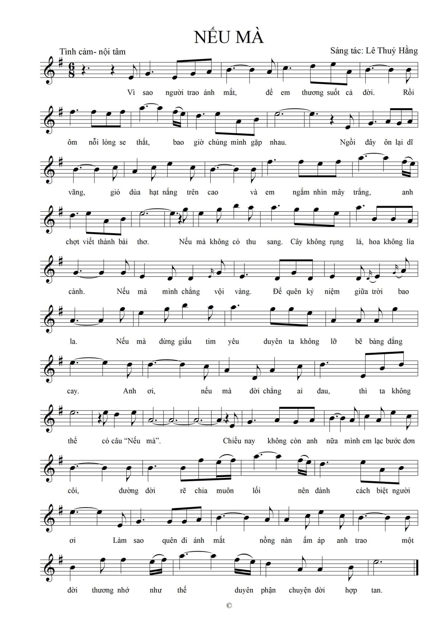 Sheet nhạc Nếu mà - Trang 1