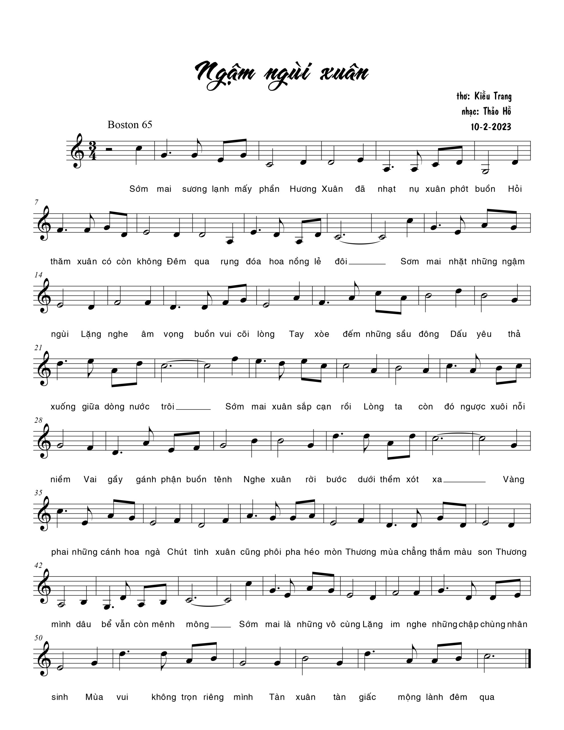 Sheet nhạc Ngậm ngùi xuân - Trang 1