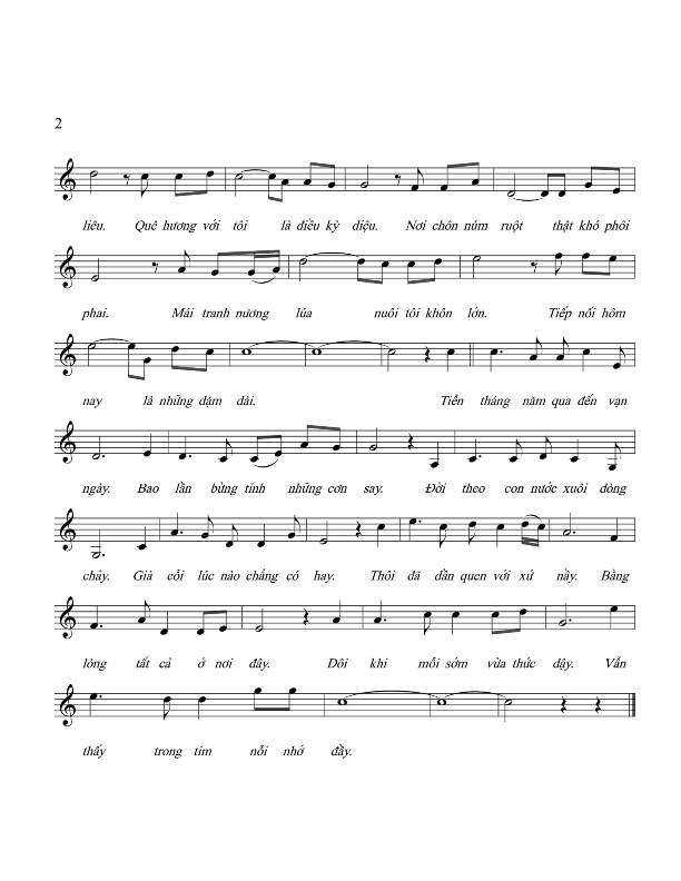 Sheet nhạc Người về phố thị - Trang 2