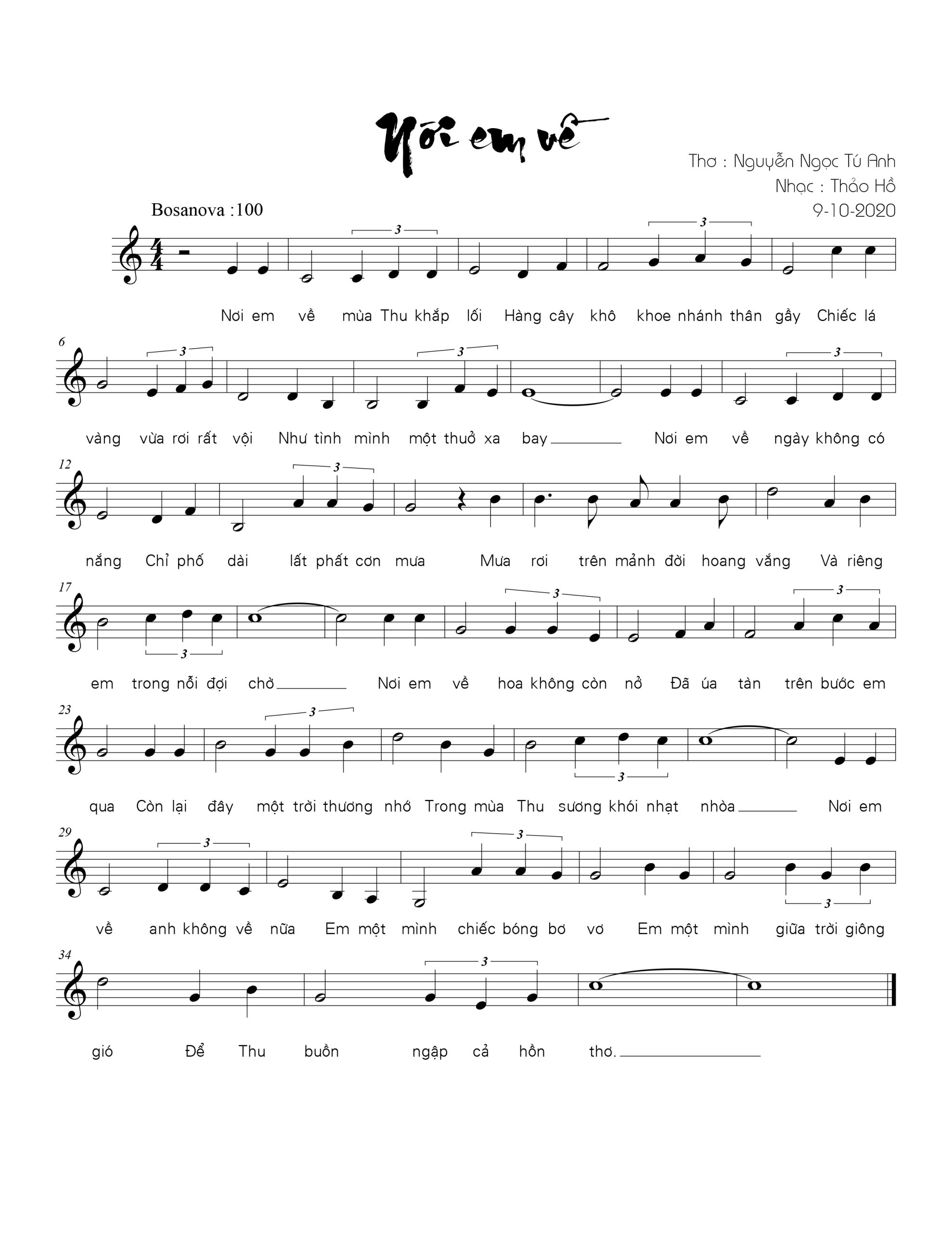 Sheet nhạc Nơi em về - Trang 1