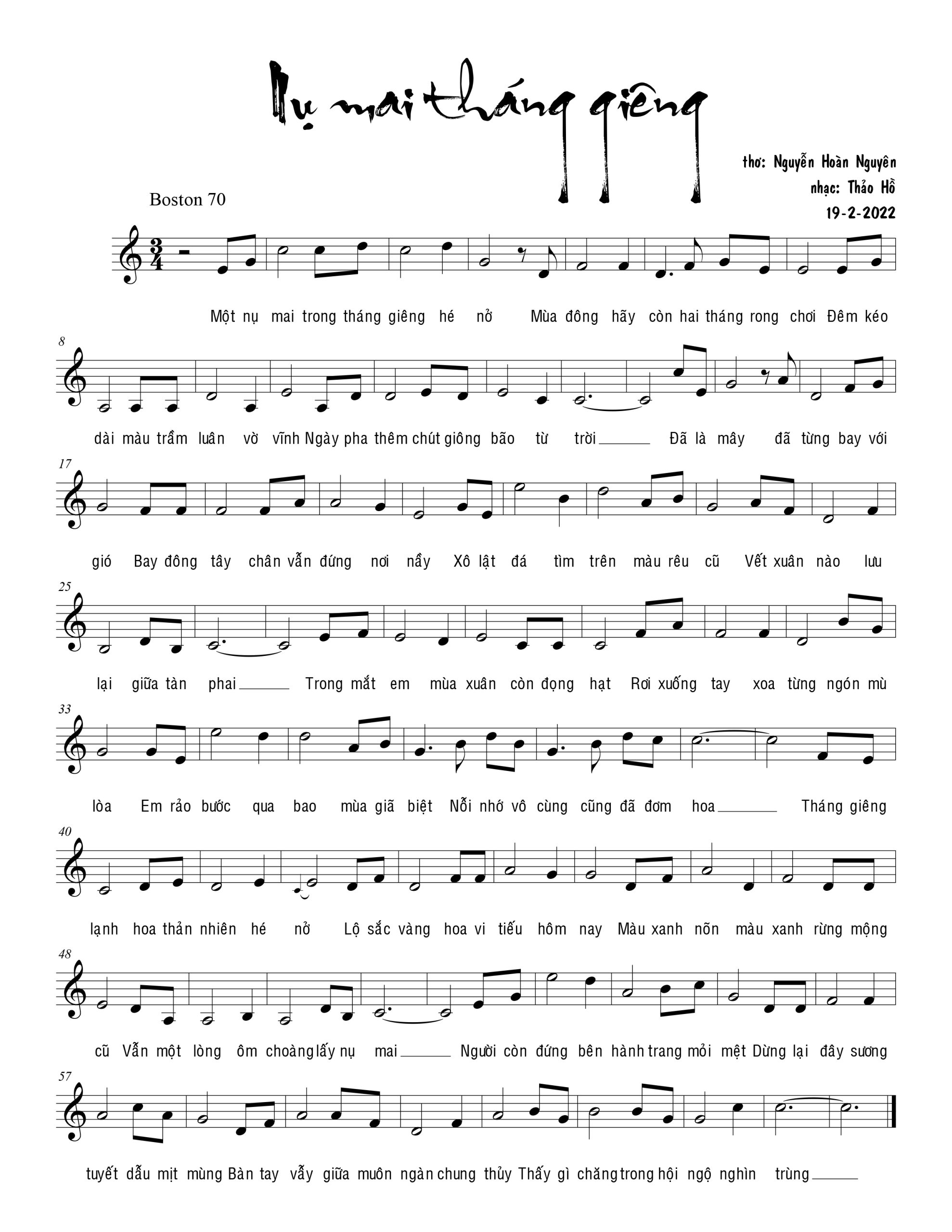 Sheet nhạc Nụ mai tháng giêng - Trang 2