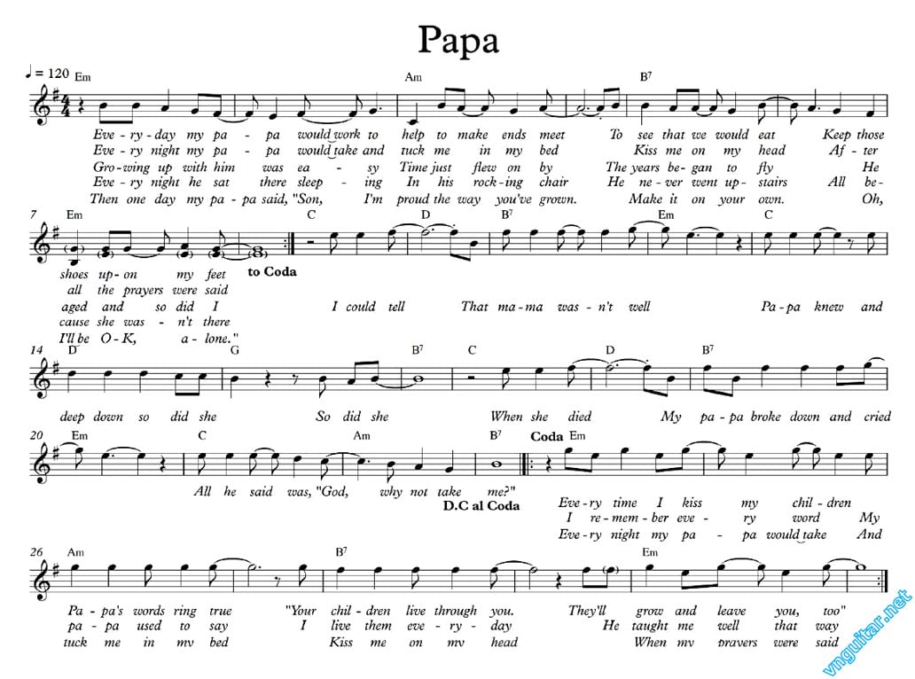 Sheet nhạc Papa - Trang 3