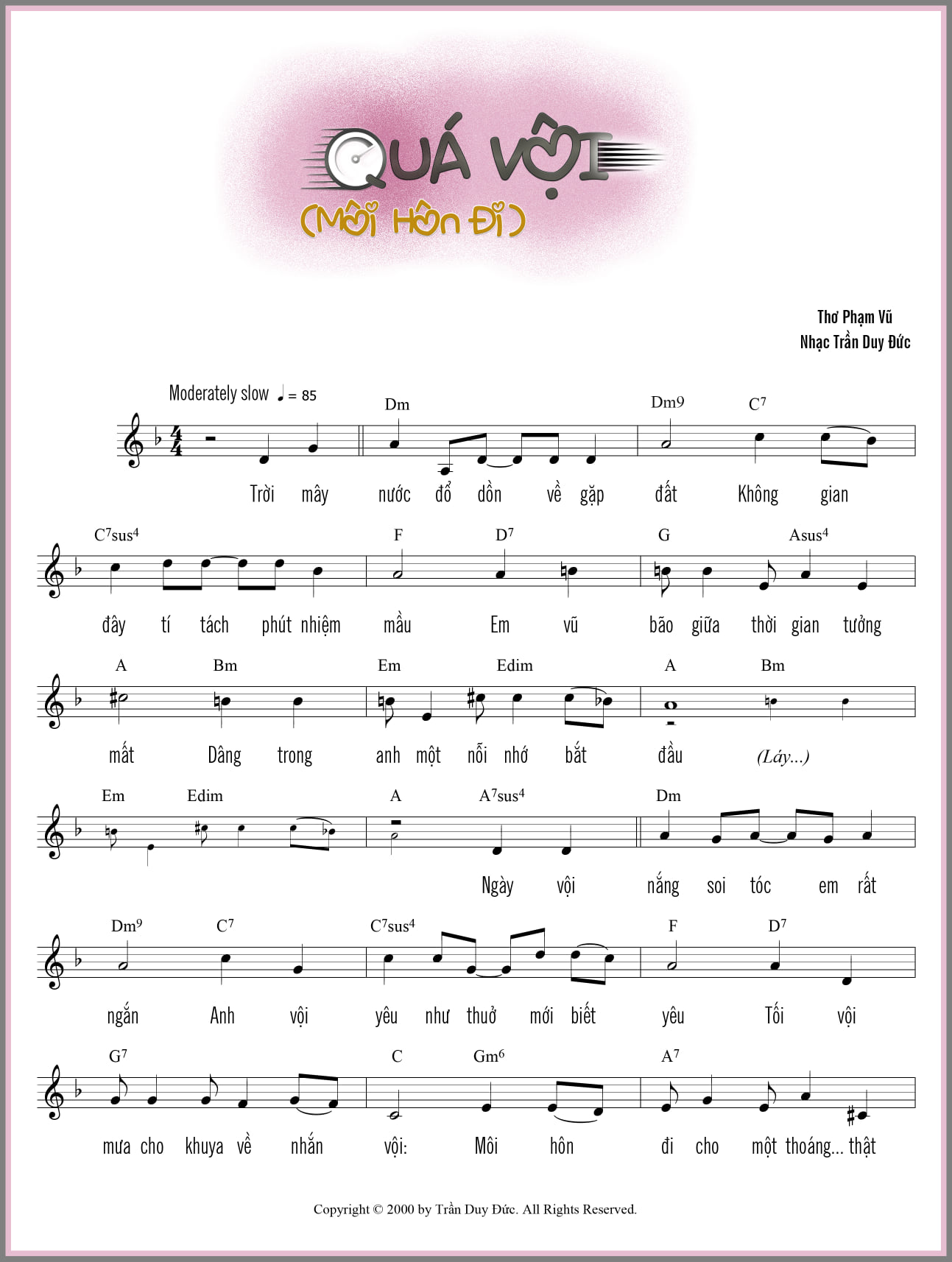 Sheet nhạc Quá vội - Trang 1