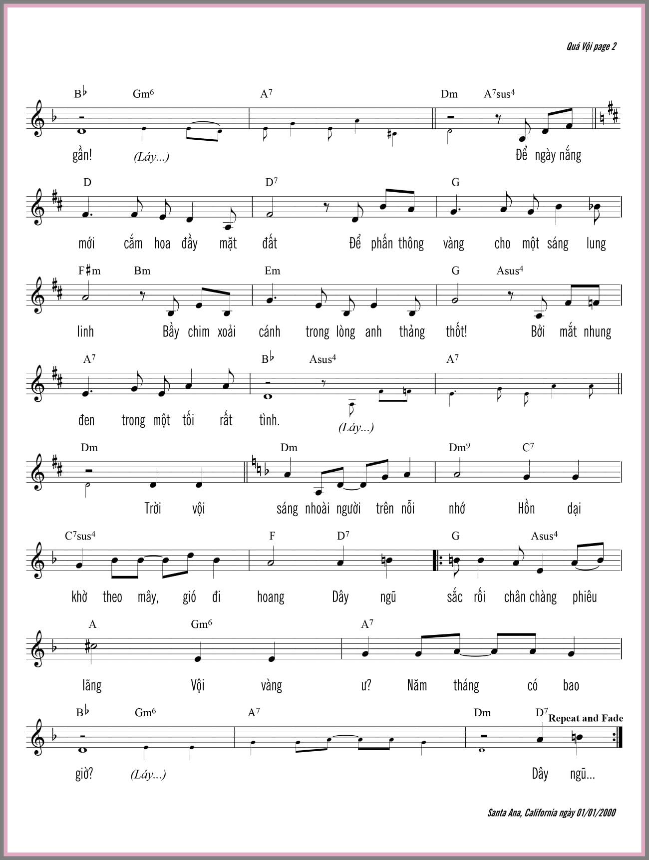Sheet nhạc Quá vội - Trang 2