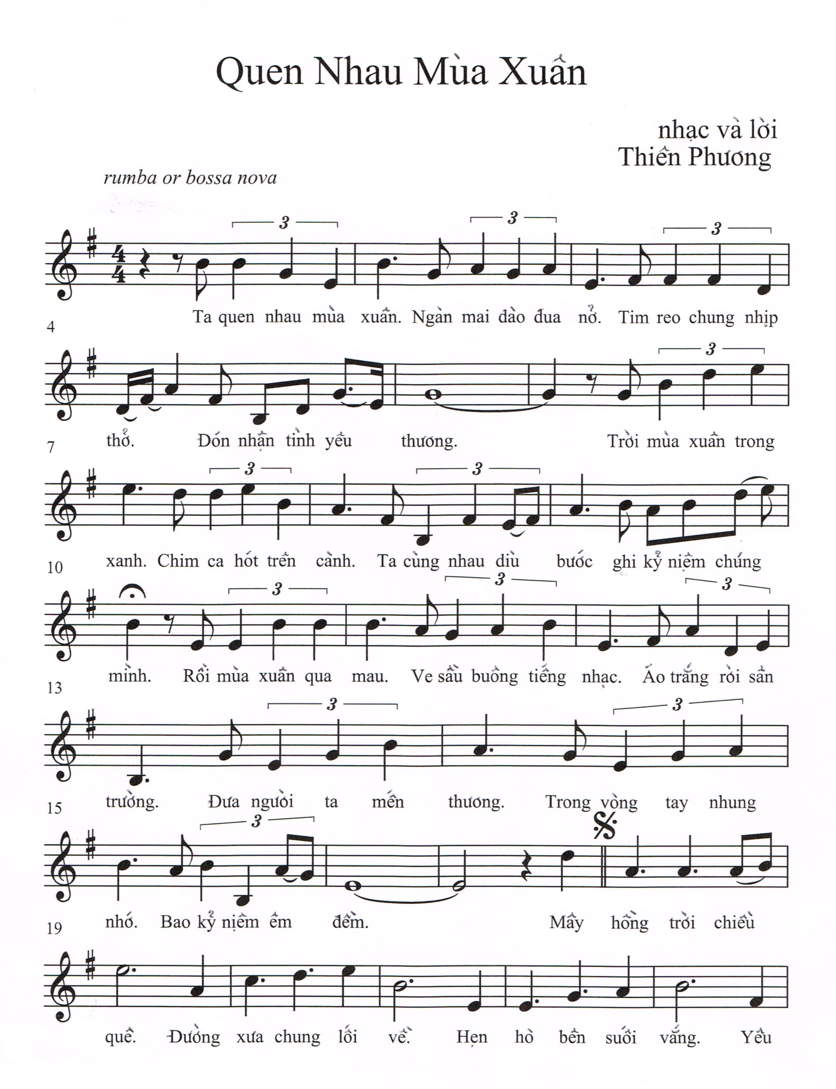Sheet nhạc Quen nhau mùa xuân - Trang 1