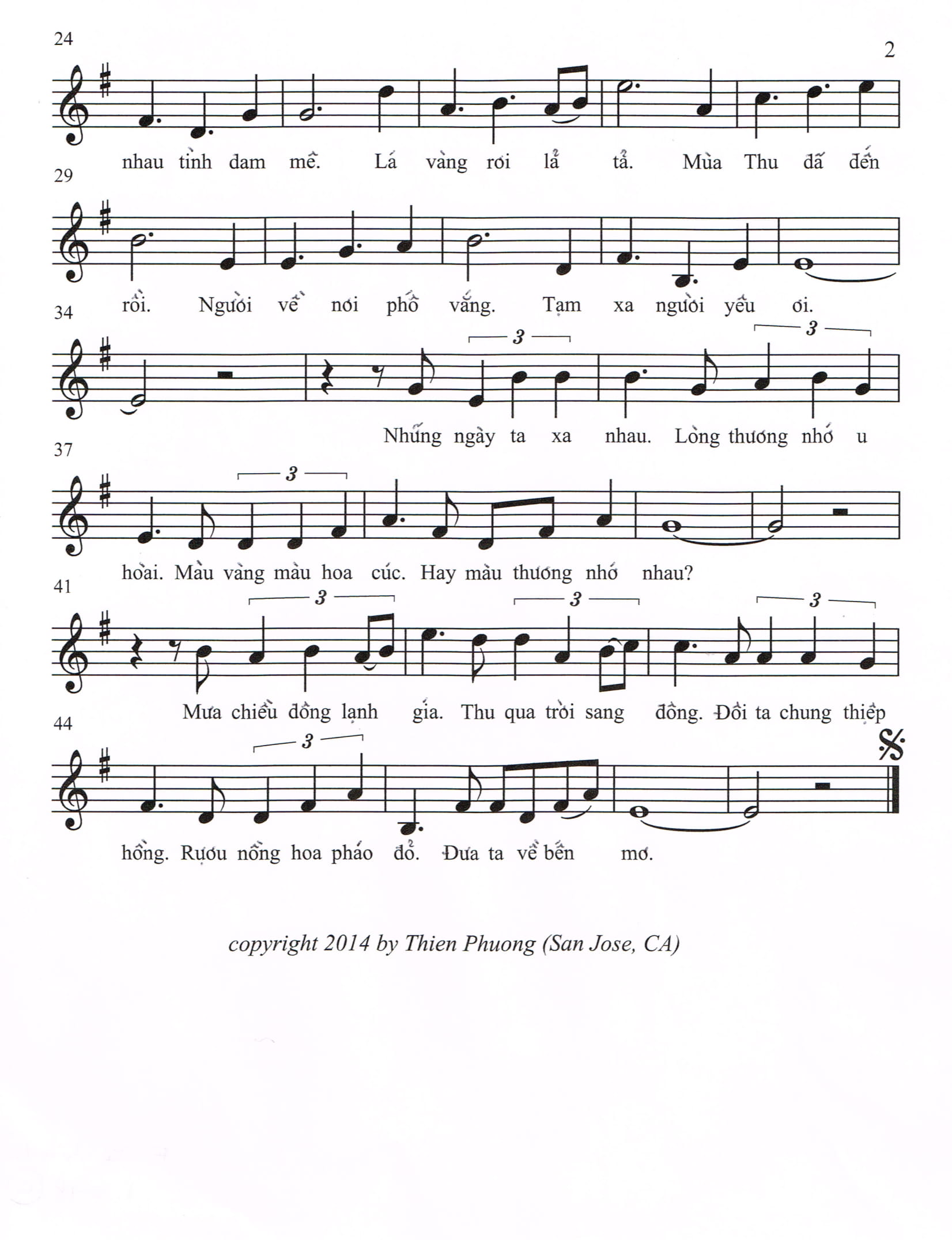 Sheet nhạc Quen nhau mùa xuân - Trang 2
