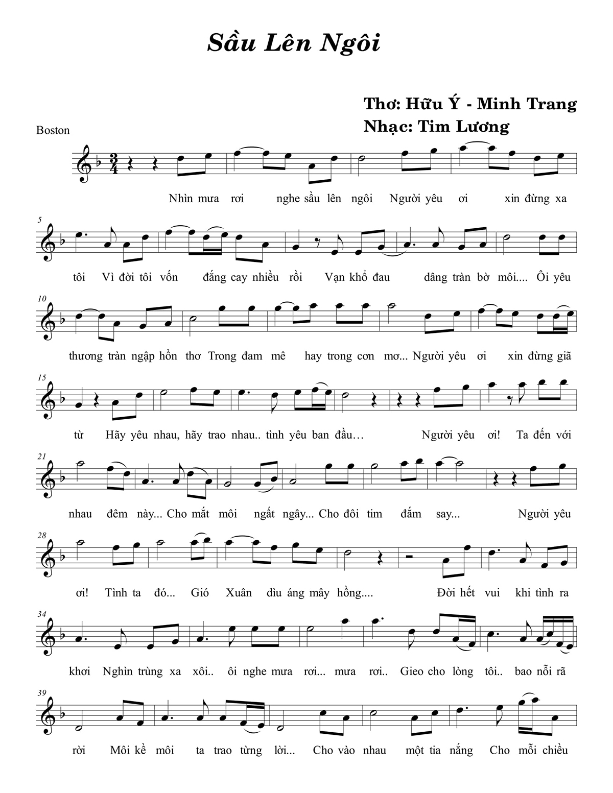 Sheet nhạc Sầu lên ngôi - Trang 1