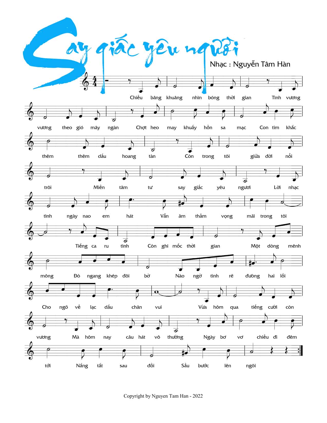 Sheet nhạc Say giấc yêu người - Trang 1