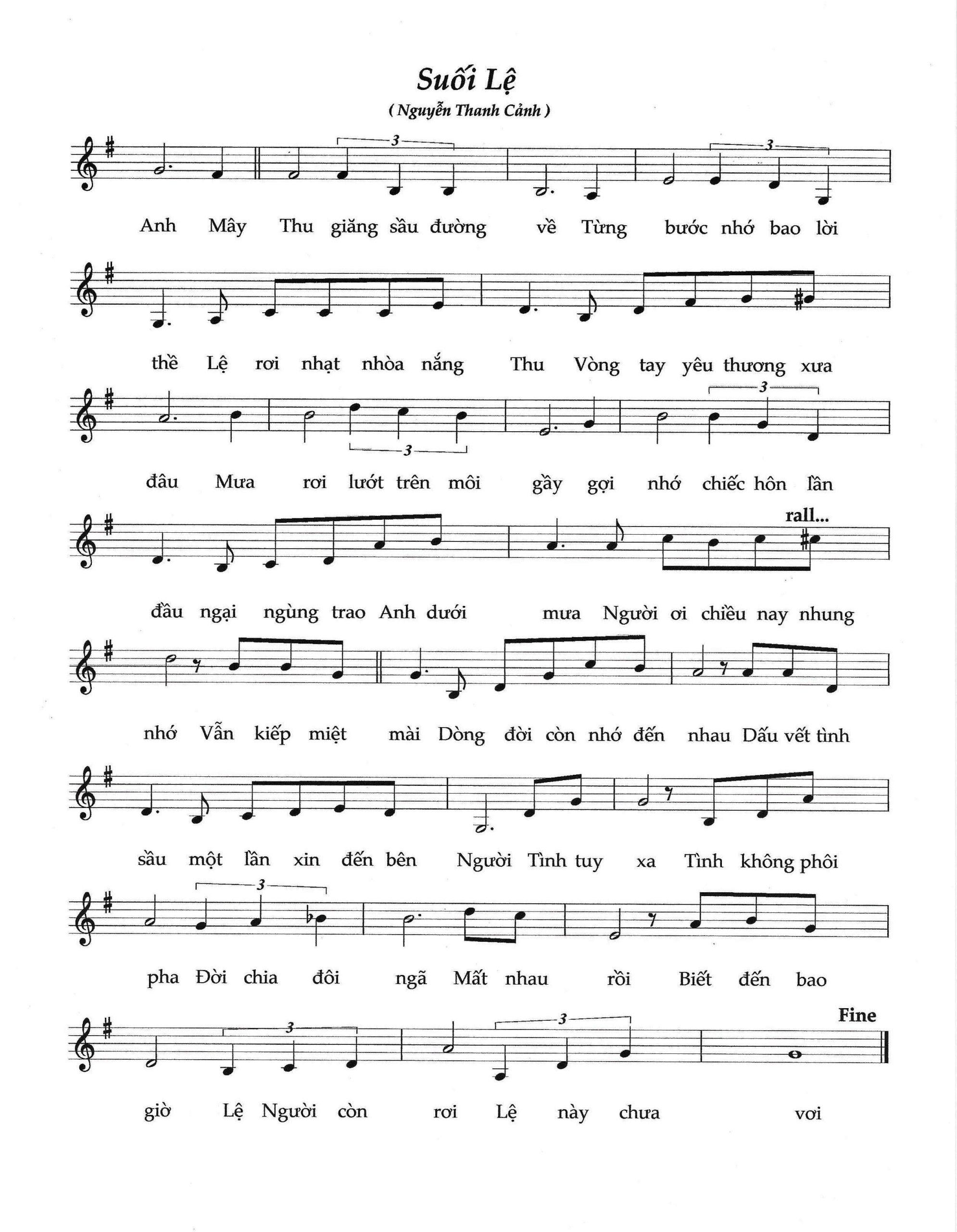 Sheet nhạc Suối lệ - Trang 2