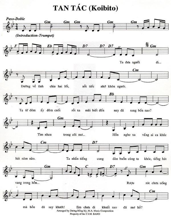 Sheet nhạc Tan tác (Aijin - Người tình 爱人) - Trang 1