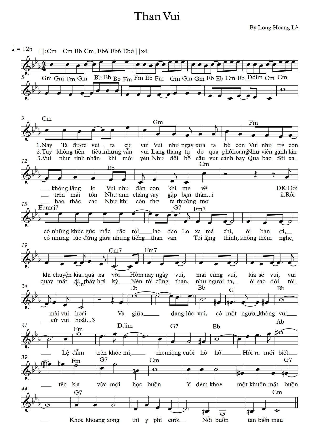 Sheet nhạc Than vui - Trang 1