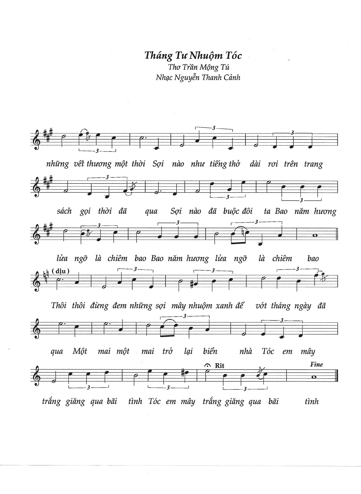 Sheet nhạc Tháng tư nhuộm tóc - Trang 1