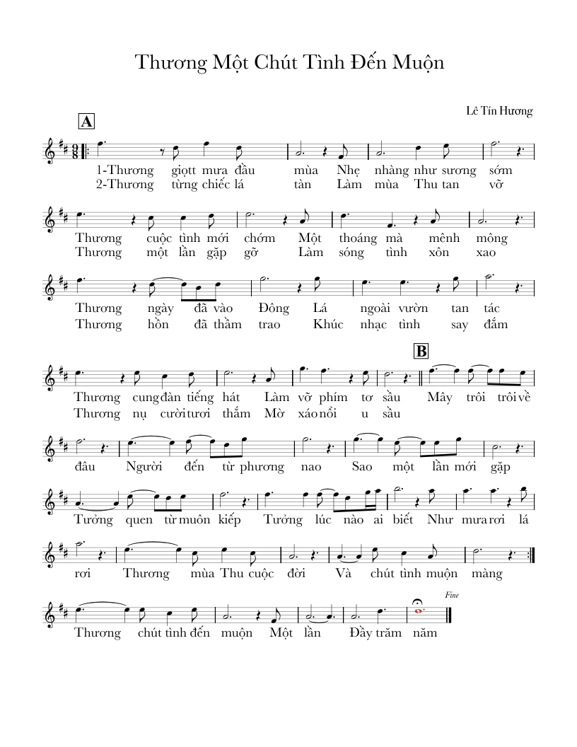 Sheet nhạc Thương chút tình đến muộn - Trang 1