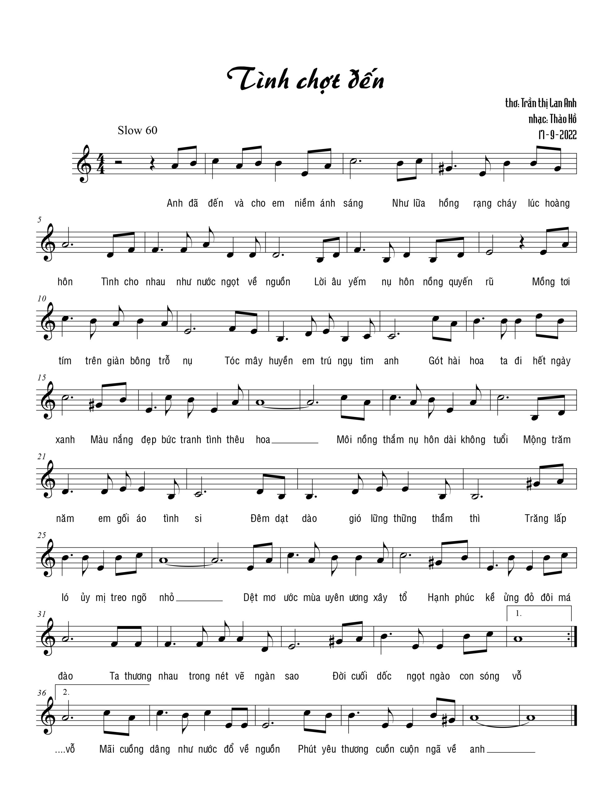 Sheet nhạc Tình chợt đến - Trang 1