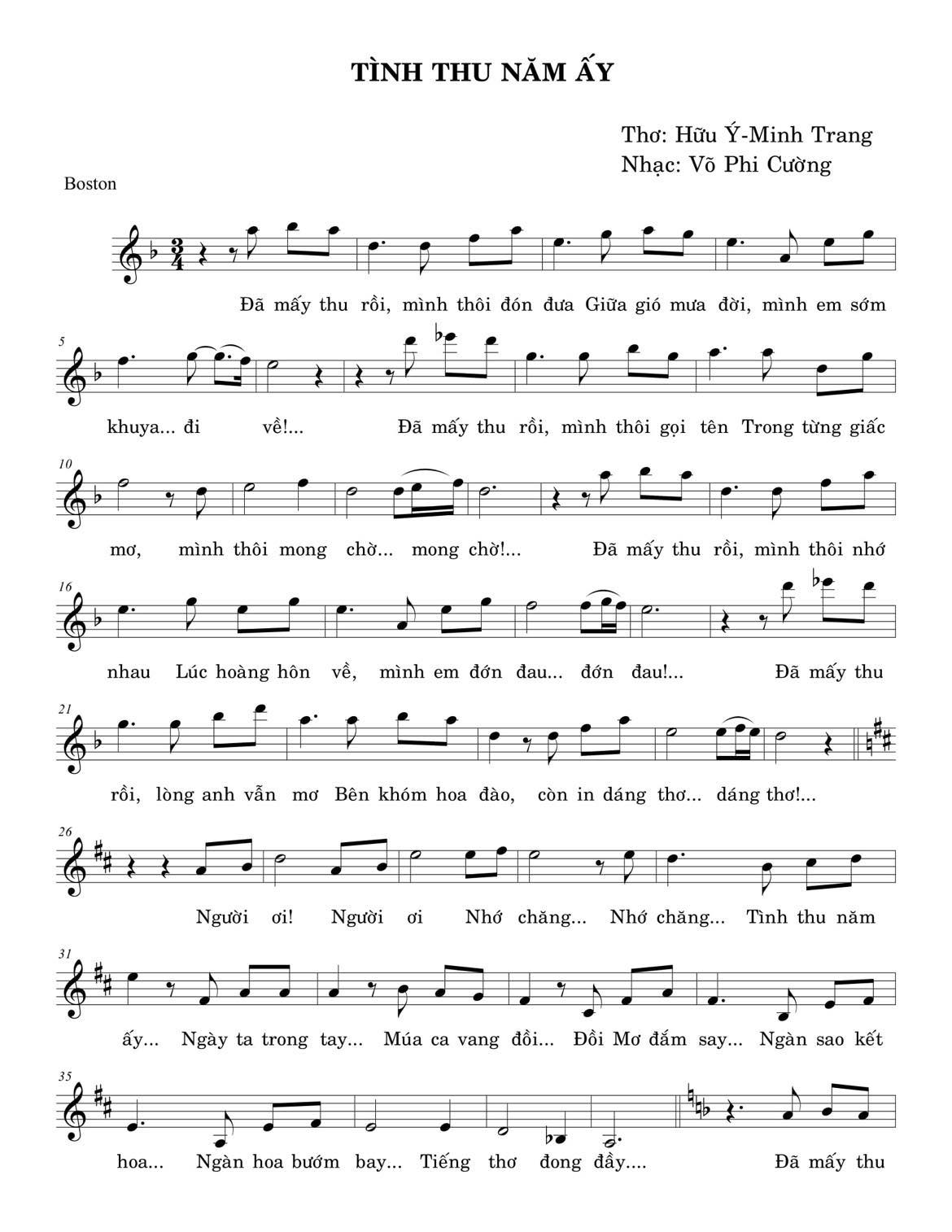 Sheet nhạc Tình thu năm ấy - Trang 1