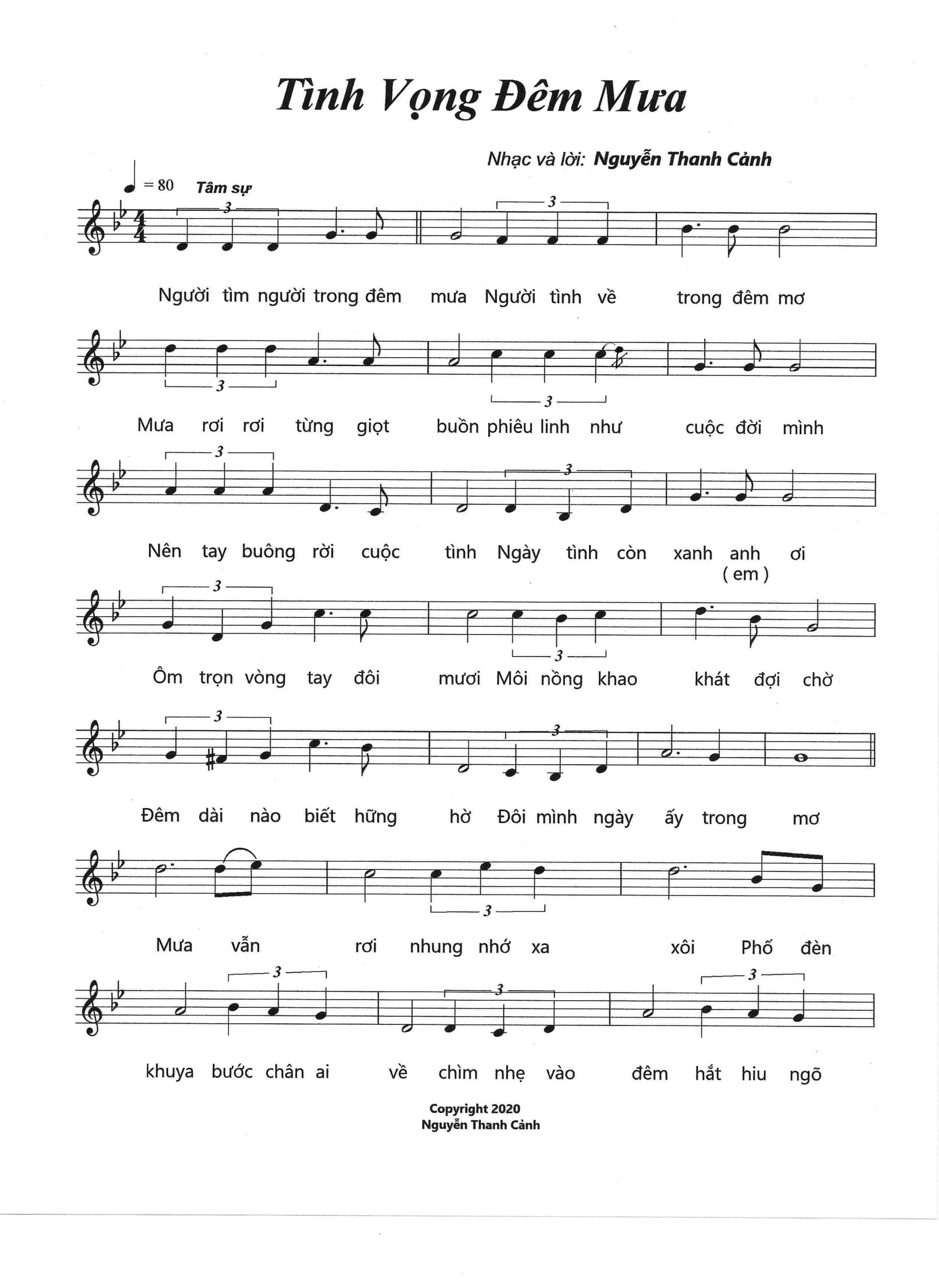 Sheet nhạc Tình vọng đêm mưa - Trang 1