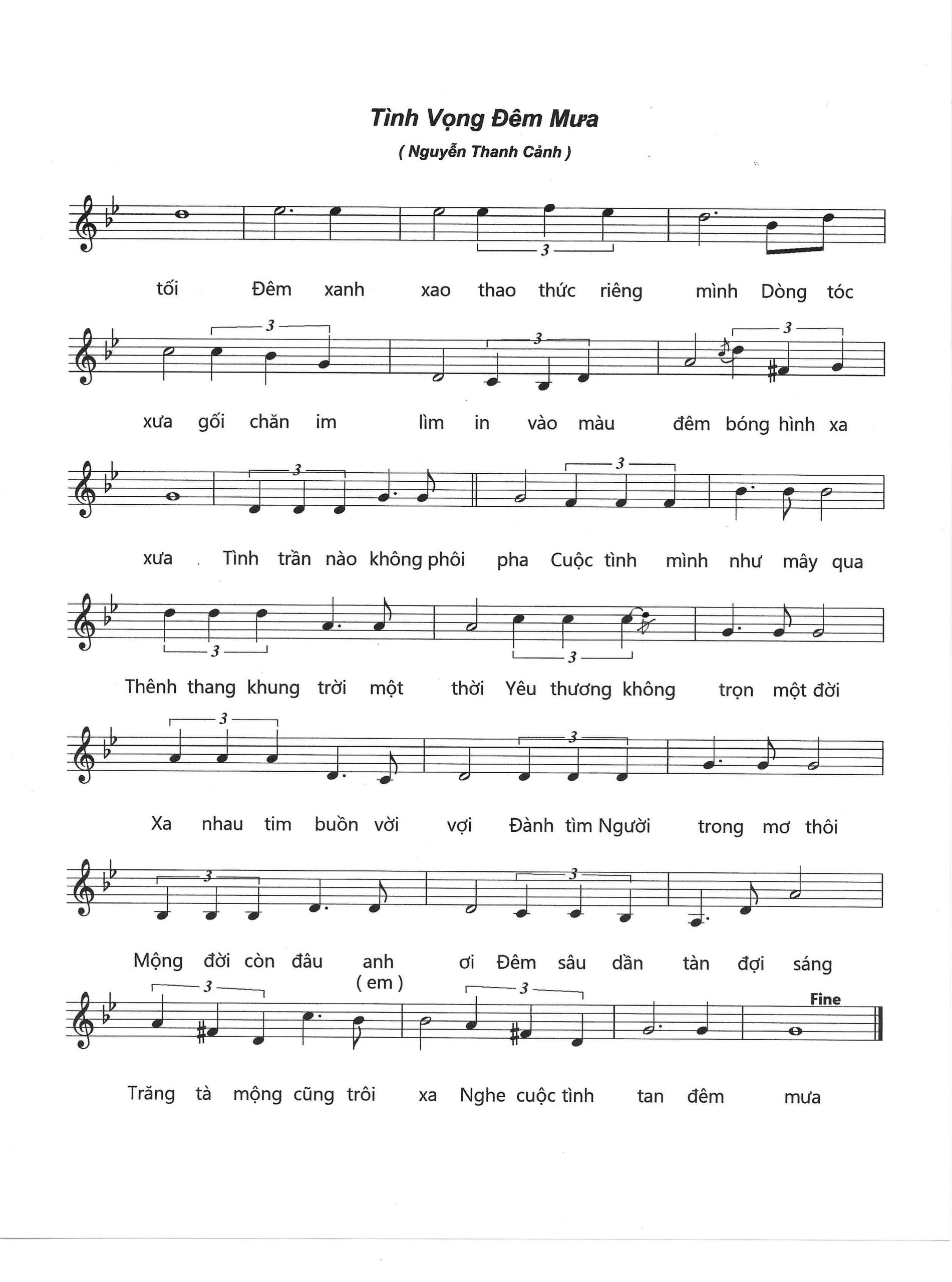 Sheet nhạc Tình vọng đêm mưa - Trang 2