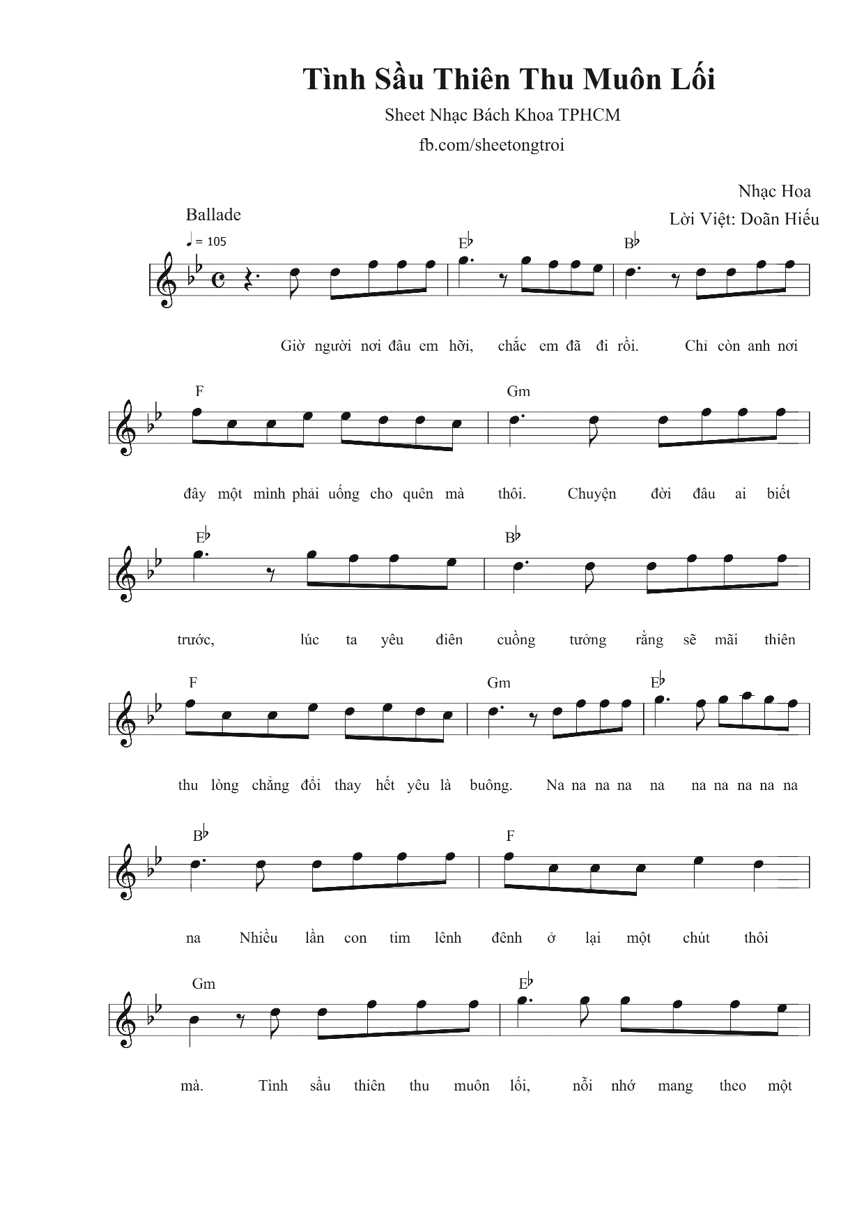 Sheet nhạc Tình sầu thiên thu muôn lối - Trang 1