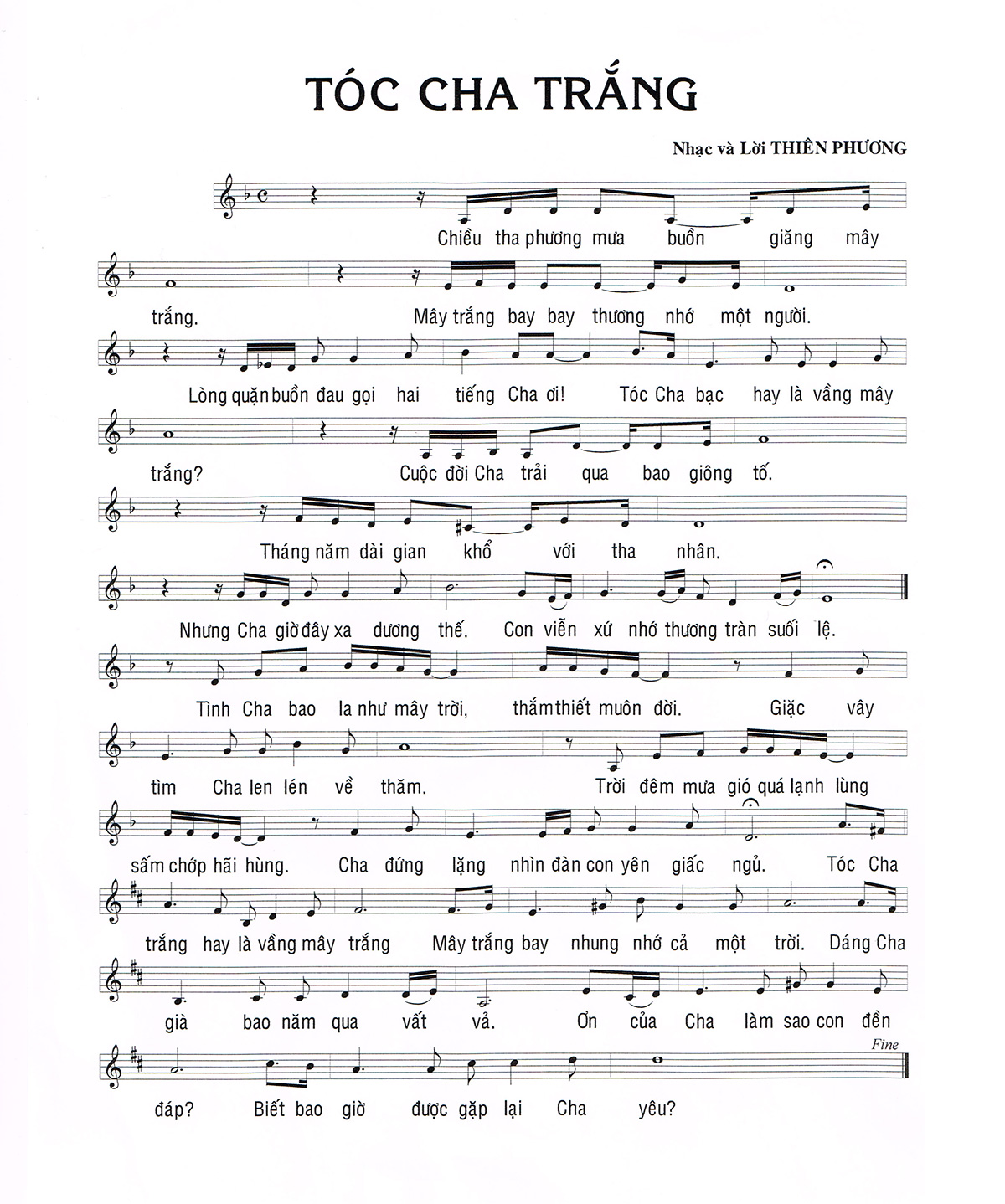 Sheet nhạc Tóc cha trắng - Trang 1