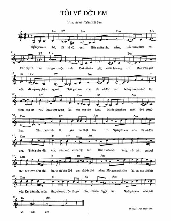 Sheet nhạc Tôi vẽ đời em - Trang 1