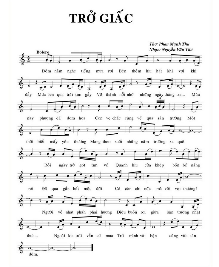 Sheet nhạc Trở giấc - Trang 1