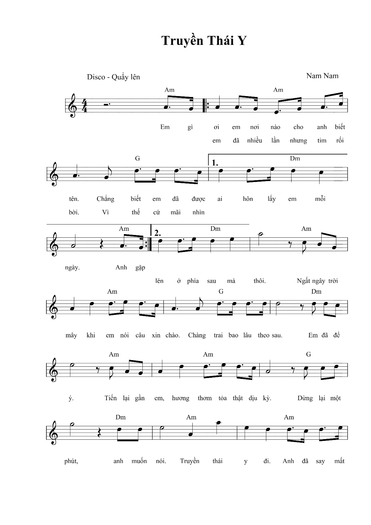 Sheet nhạc Truyền thái y - Trang 1
