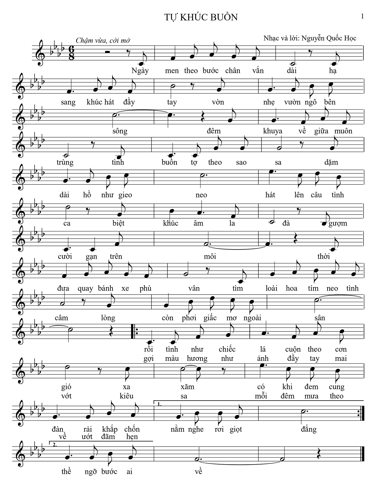 Sheet nhạc Tự khúc buồn - Trang 1