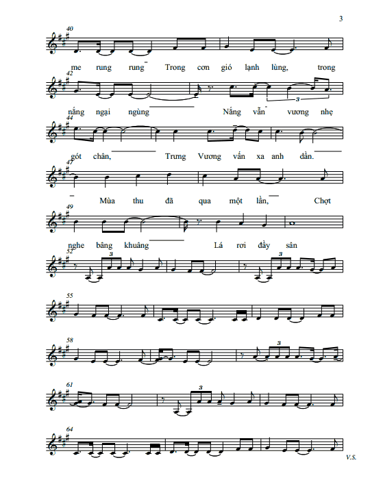 Sheet nhạc Trưng Vương khung cửa mùa thu (Tell Laura I love her) - Trang 3