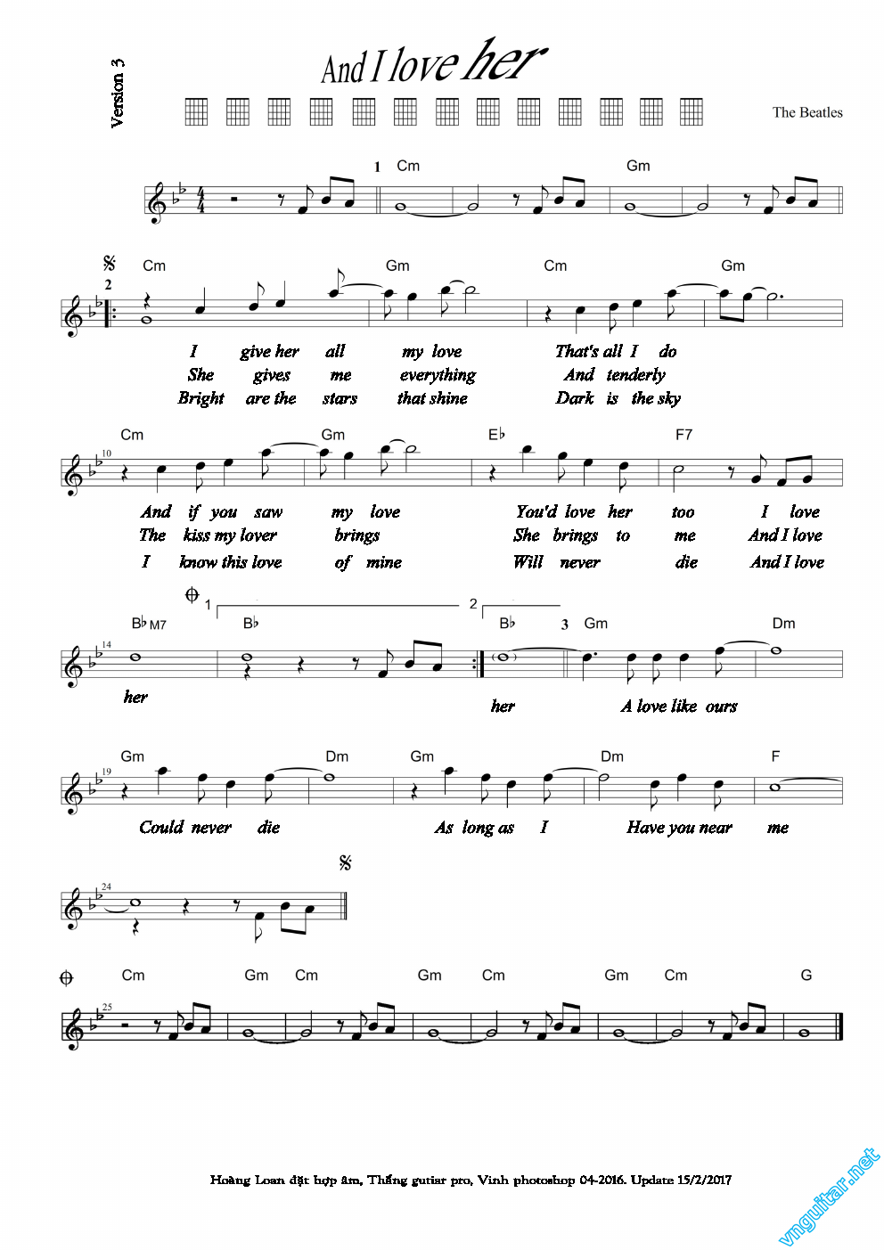 Sheet nhạc Và tôi mãi yêu em (And I love her) - Trang 1
