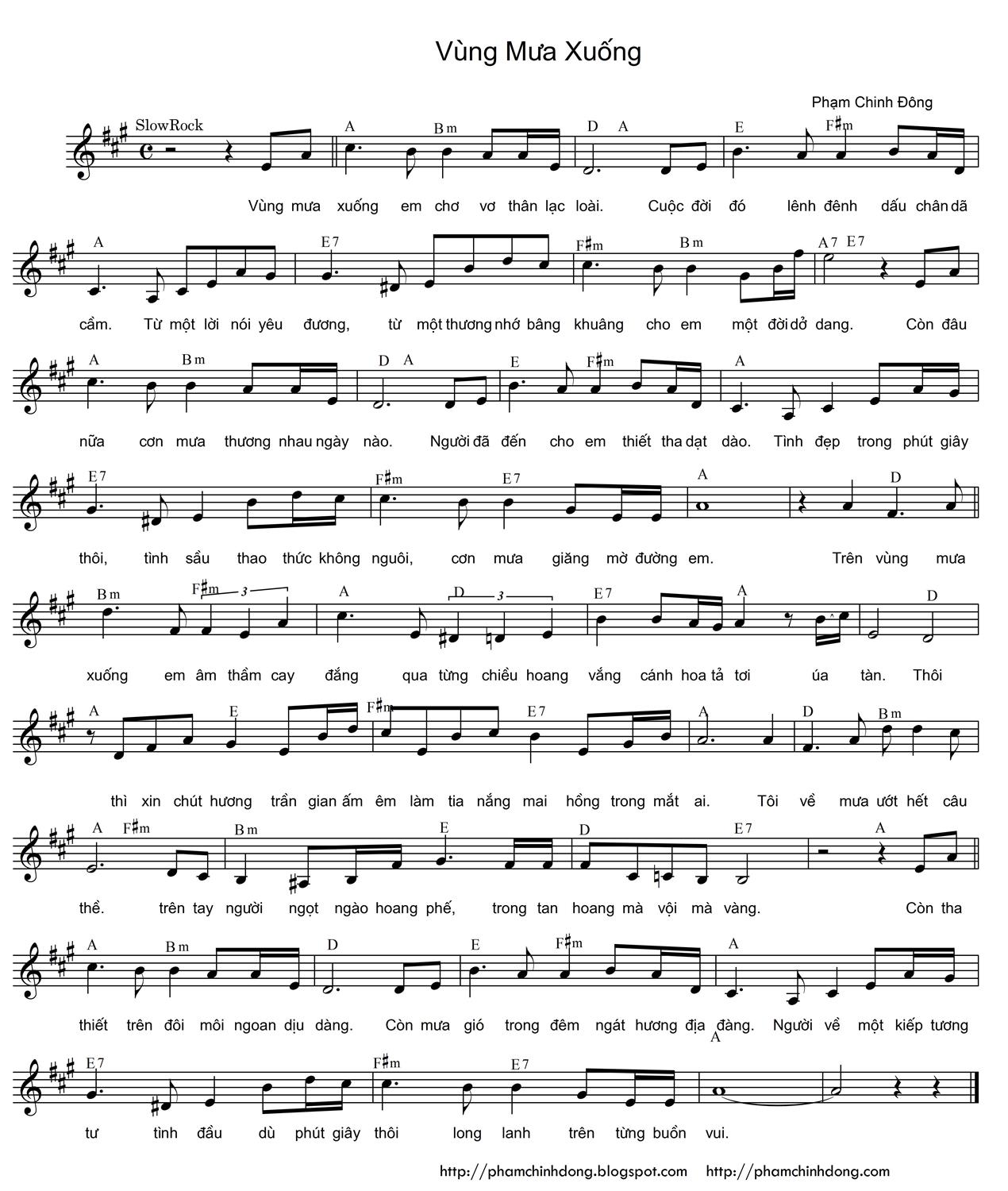 Sheet nhạc Vùng mưa xuống - Trang 1
