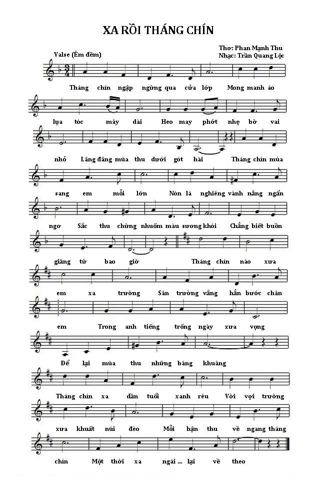 Xa rồi tháng chín Sheet Nhạc