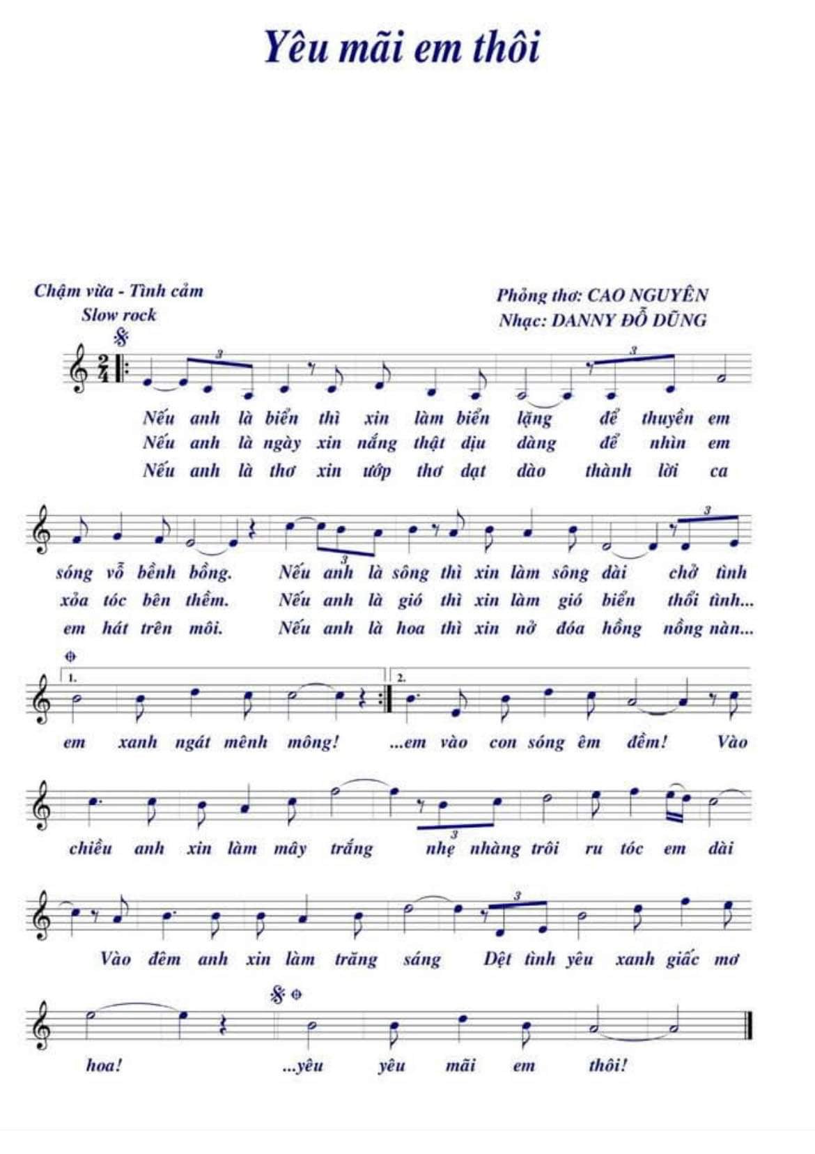 Sheet nhạc Yêu mãi em thôi - Trang 1