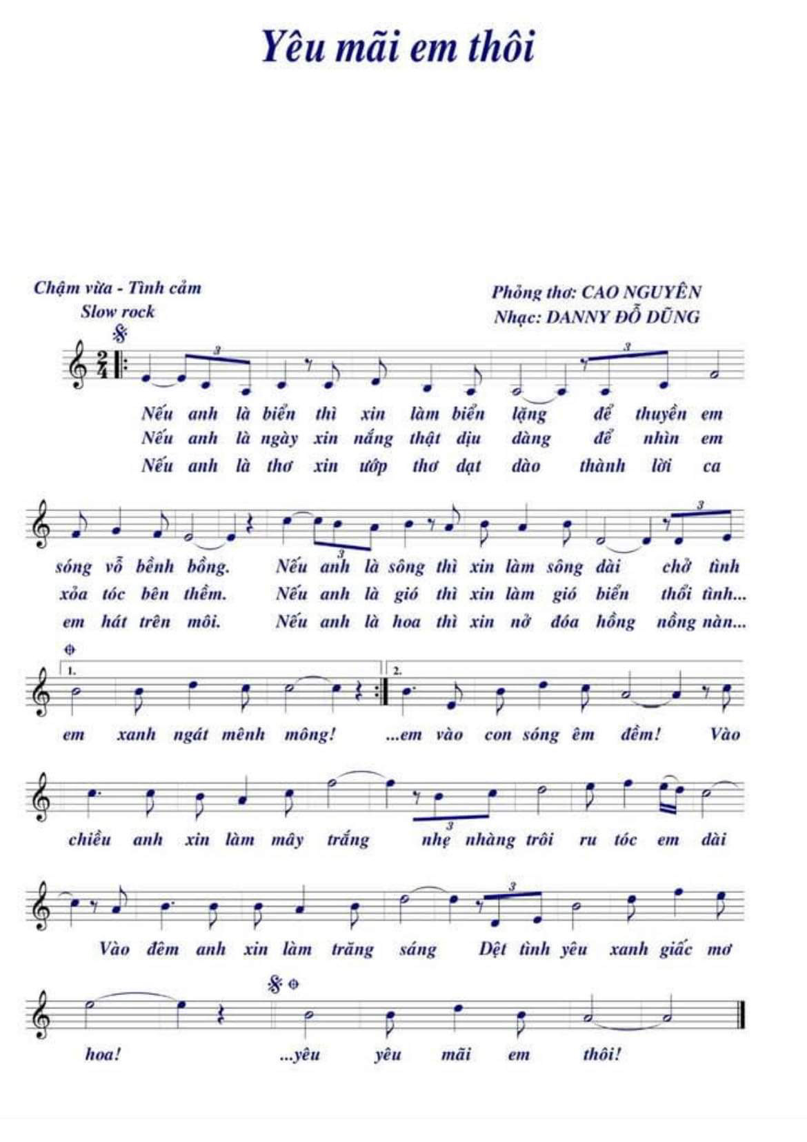 Sheet nhạc Yêu mãi em thôi - Trang 1