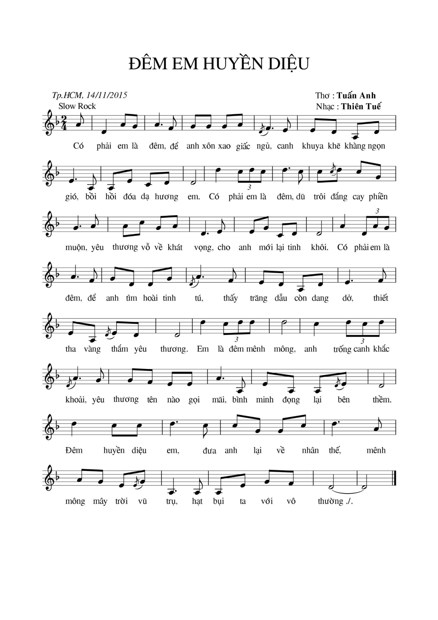 Sheet nhạc Đêm em huyền diệu - Trang 1