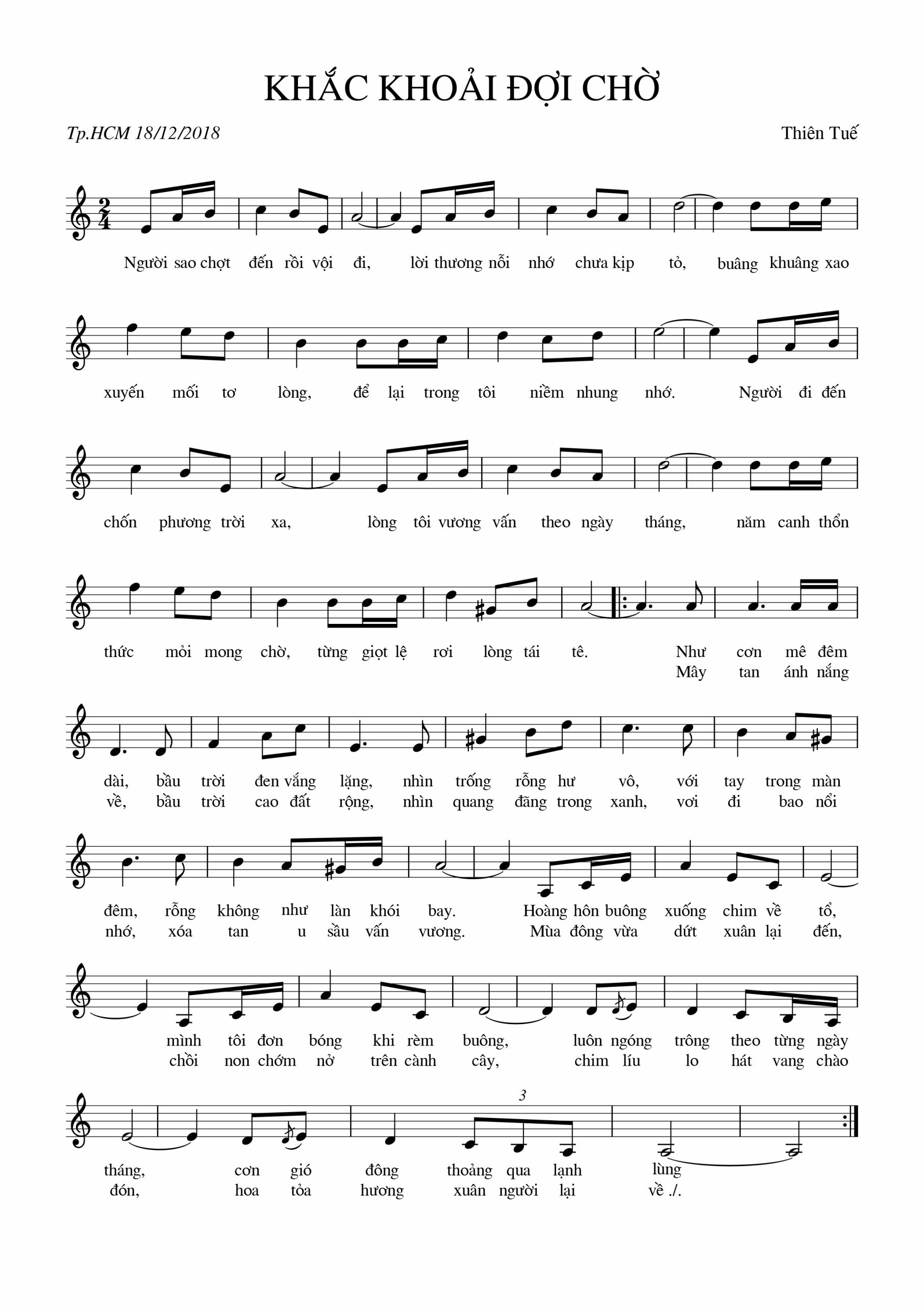 Sheet nhạc Khắc khoải đợi chờ - Trang 1