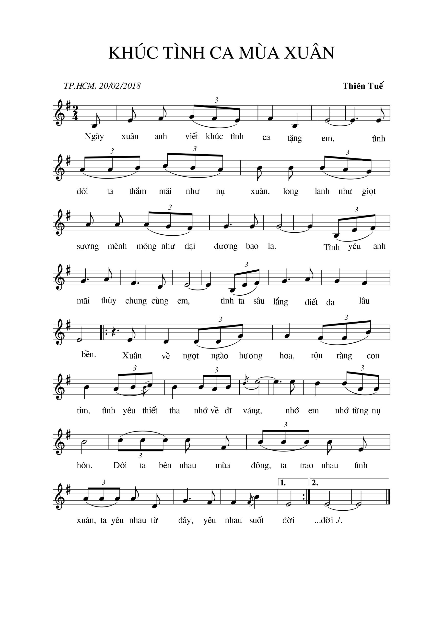 Sheet nhạc Khúc tình ca mùa xuân - Trang 1