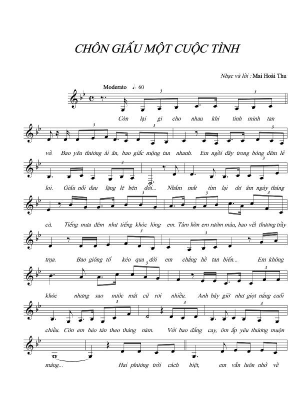 Sheet nhạc Chôn giấu một cuộc tình - Trang 1