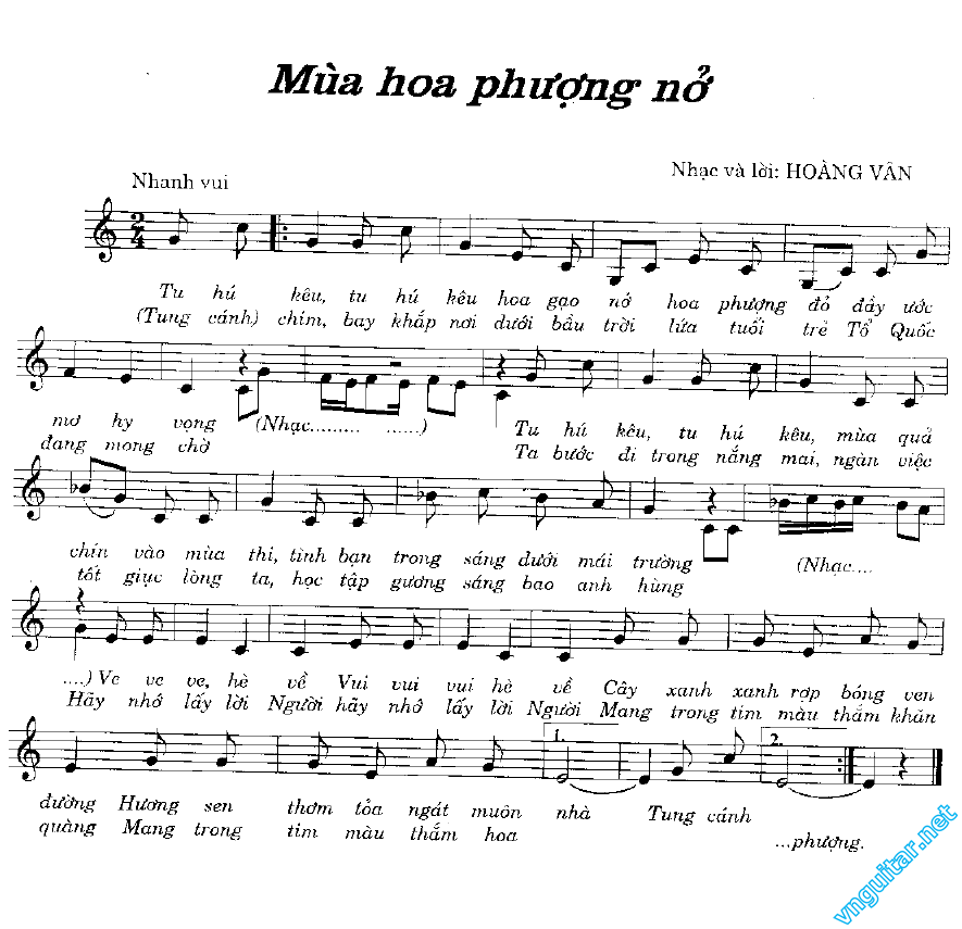 Sheet nhạc Mùa hoa phượng nở - Trang 1