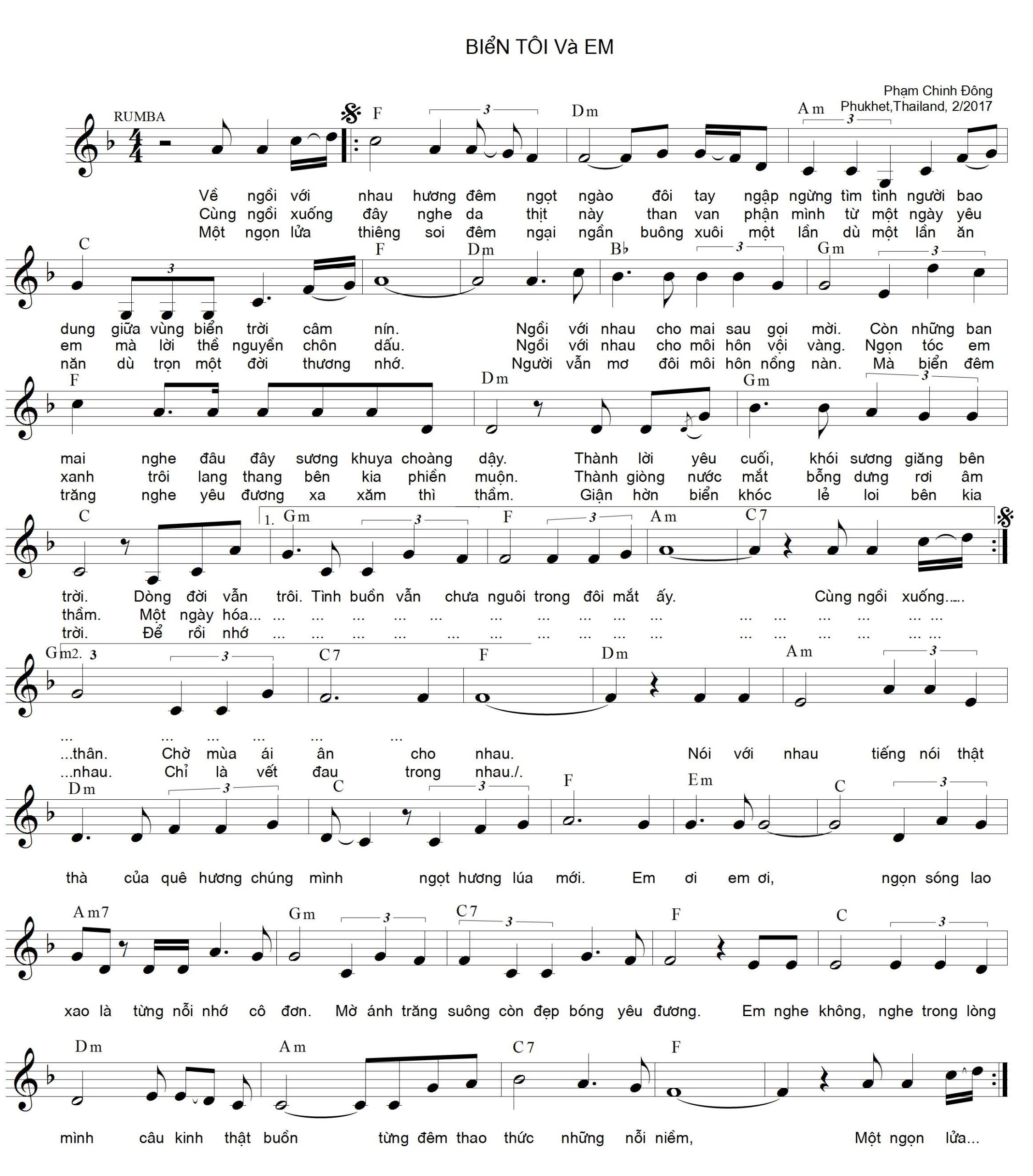 Sheet nhạc Biển tôi và em - Trang 1