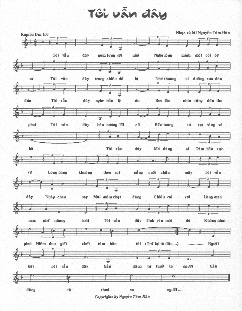 Sheet nhạc Tôi vẫn đây - Trang 1