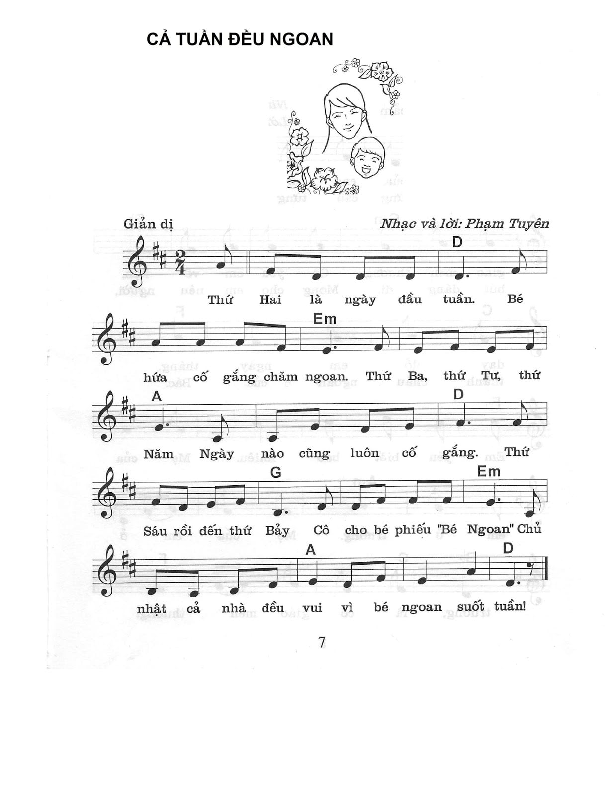Sheet nhạc Cả tuần đều ngoan - Trang 1