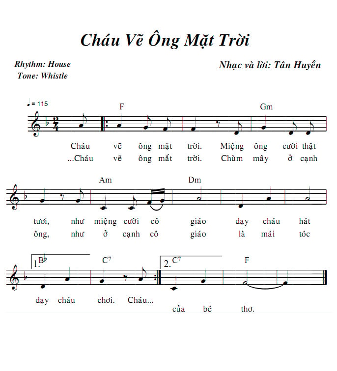 Sheet nhạc Cháu vẽ ông mặt trời - Trang 1